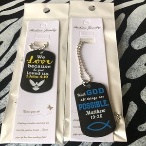 Fashion Jewelry Inspirational Dog Tags - Black and Blue